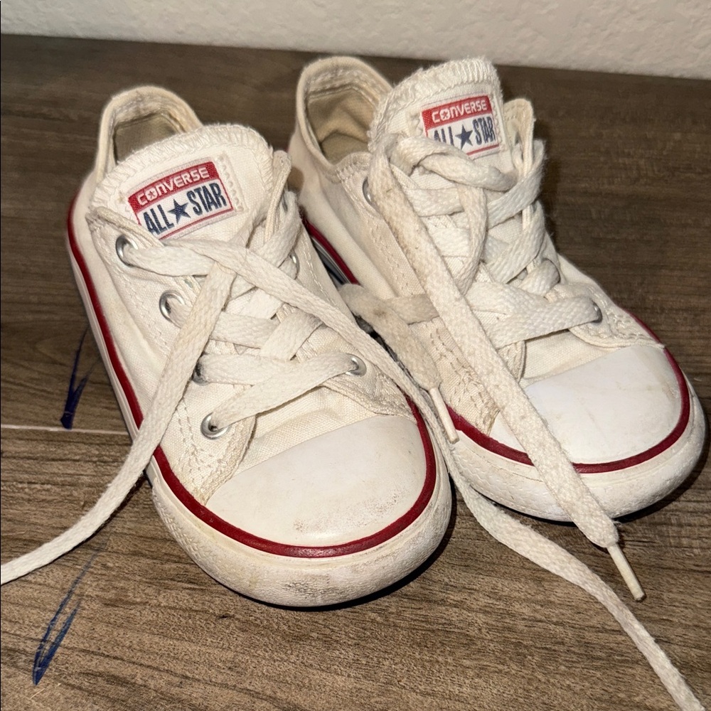 Converse Kids Cream Sneakers with Red Trim